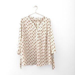 NWT Agnes Orinda Plus Size Floral 3/4 Sleeve Tunic V Neck Blouse 3X